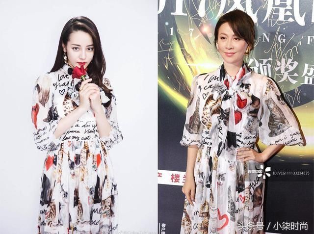 一条印花裙撞衫三人，迪丽热巴完胜，印花裙女神非她莫属!