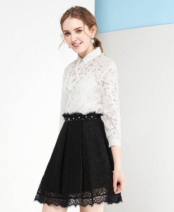 当蕾丝元素遇上半身裙，女人味十足，自带“仙气儿”