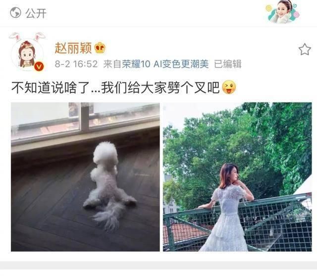 赵丽颖发微博：我给大家劈个叉，用事实证明，谣言不攻自破