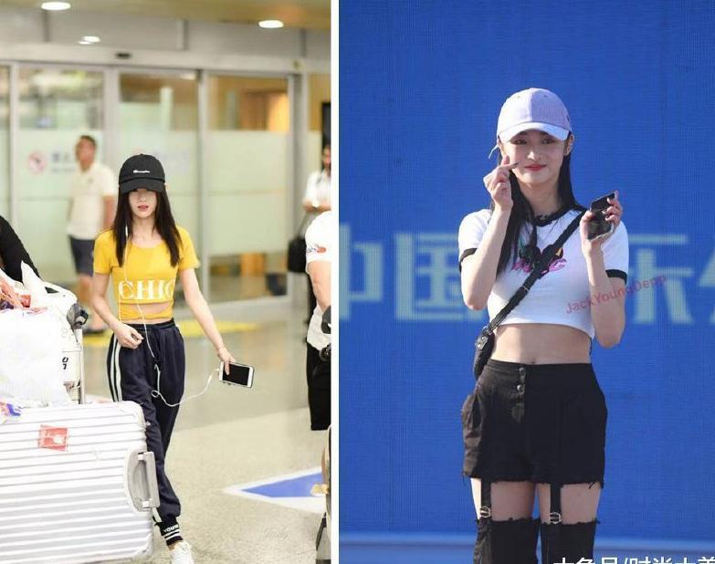 鞠婧祎周洁琼同穿露腰装, 身高相差7厘米, 差别居然这么大!