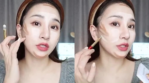  #鹅蛋脸#彩妆师分享不同脸型修容、打亮技巧手把手教学，肉饼脸也变鹅蛋脸