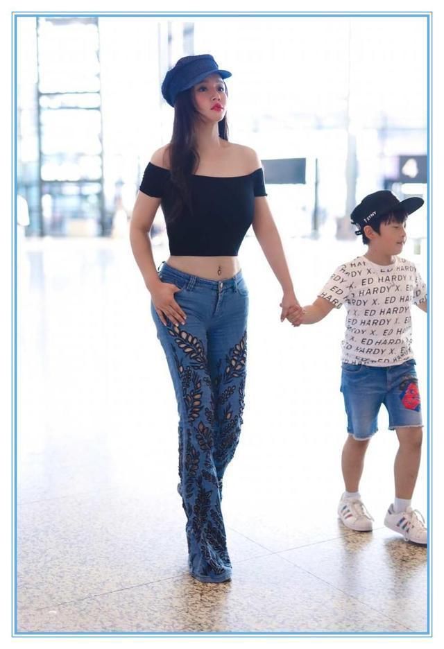 当冉莹颖和张俪同穿露脐装走机场，才知道清新与轻浮的差距有多大