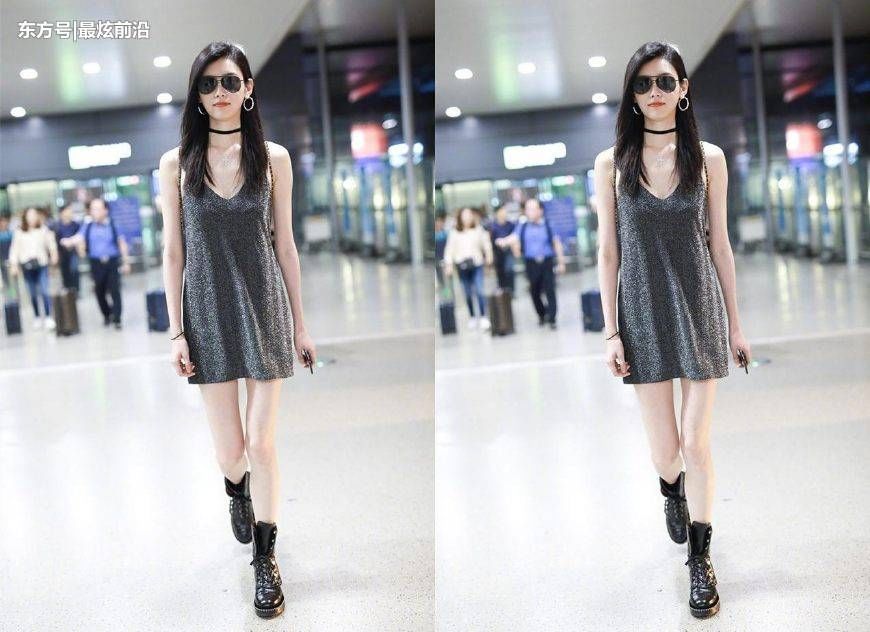 奚梦瑶又来机场秀!一件吊带裙穿出腿长一米八，网友:逼死普通人