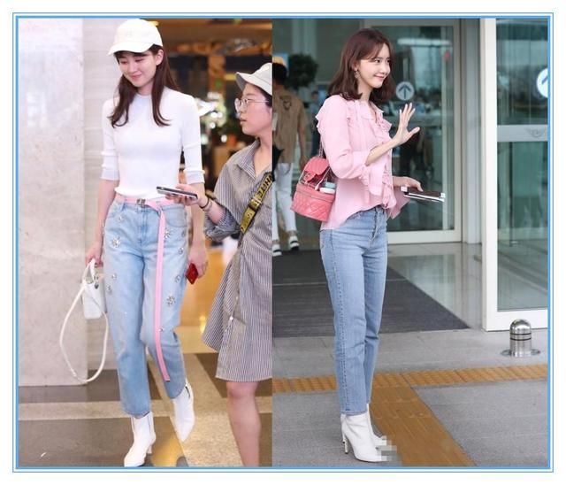 林允儿94斤，乔欣也94斤，二人同穿仔裤，身材完全不在一个档次上