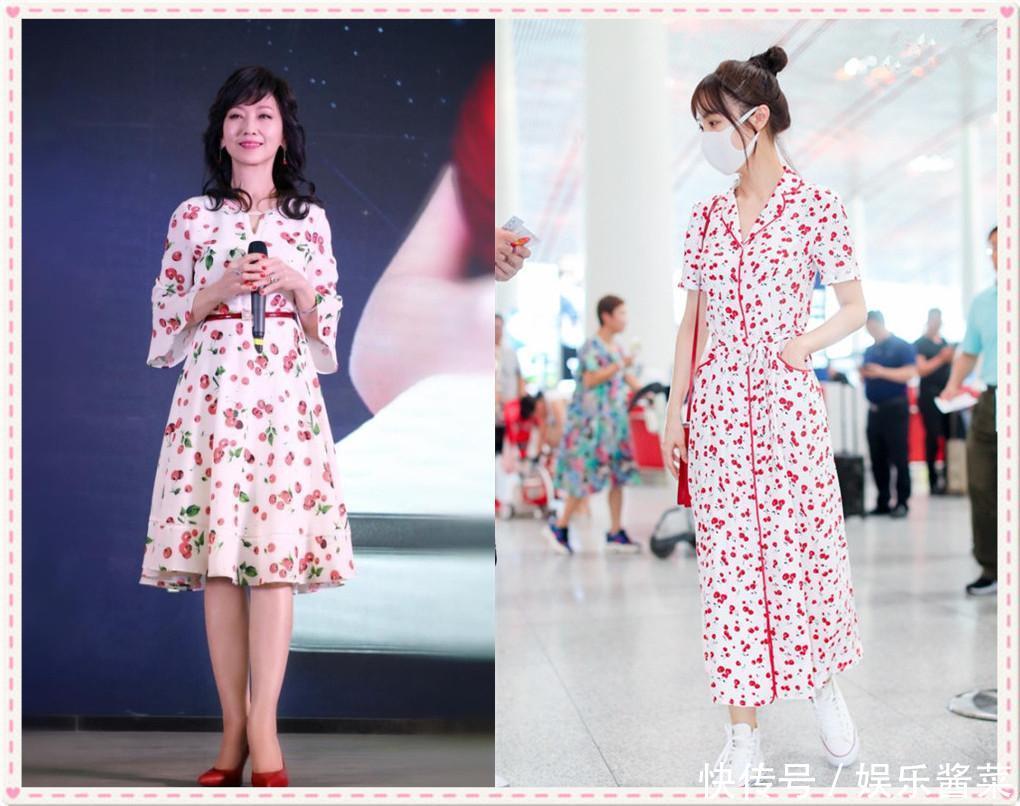 63岁赵雅芝美的让人忘了年龄，同穿樱桃裙，竟不输30岁李菲儿