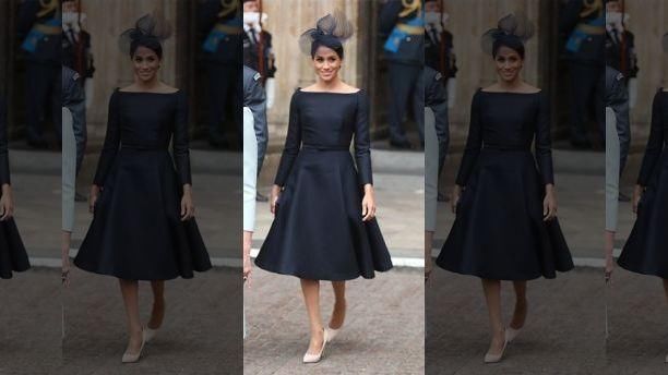 梅根王妃新婚一个月黑乌鸦着装力压彩虹女王，夏洛特公主鬼脸解围