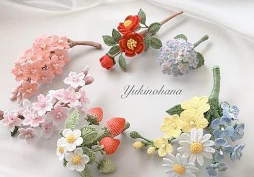  #胸针#外网的钩针小花好美，编织朵小花，做一个春天的胸针！DIY手工