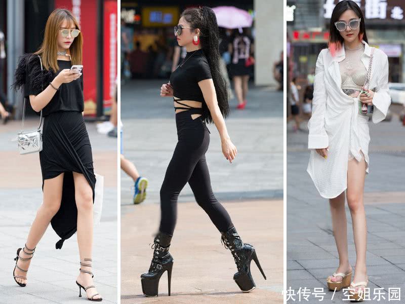 大长腿美女，穿一双20公分高的高跟鞋，真不敢想还能走这么轻松！