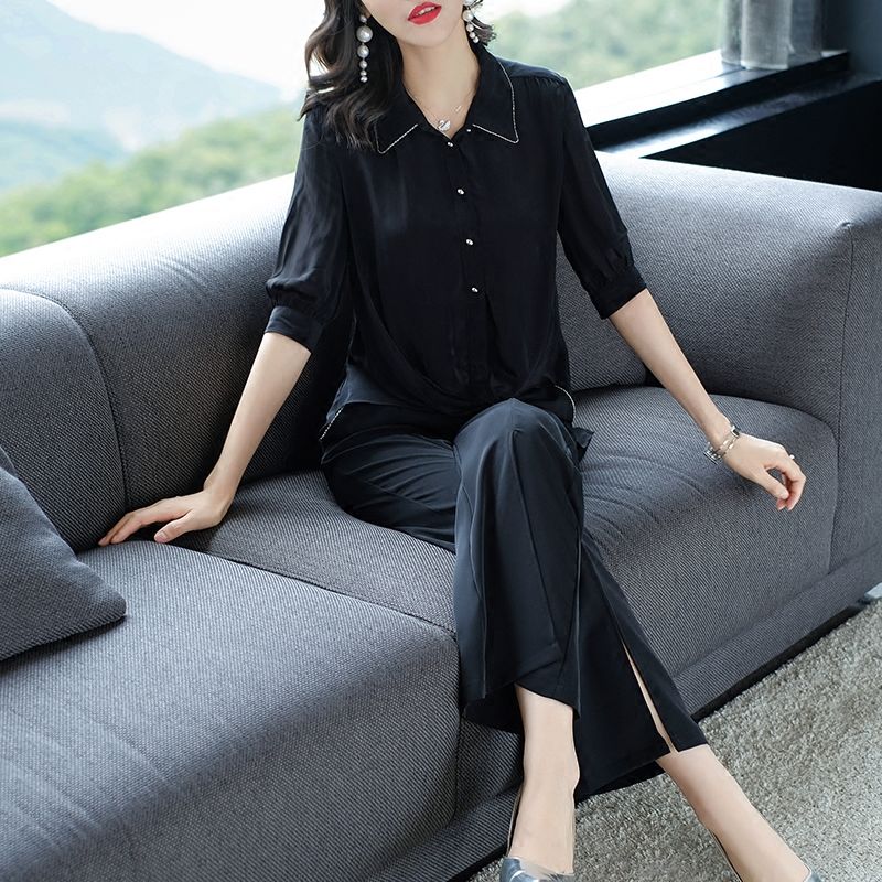 70后别老穿裙子，太土!试试这种阔腿裤套装，时髦洋气美到飞