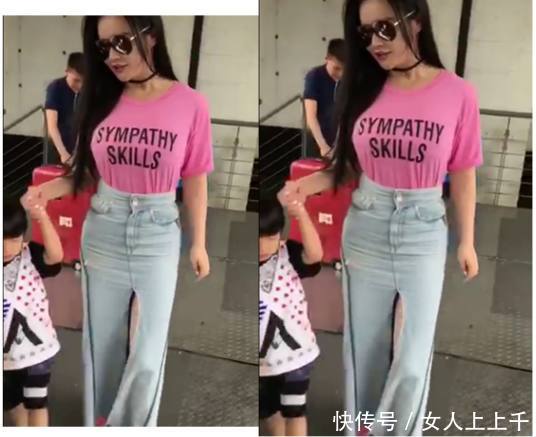 冉莹颖身材不输模特，开叉裙穿成这样，网友：邹市明看见睡不着