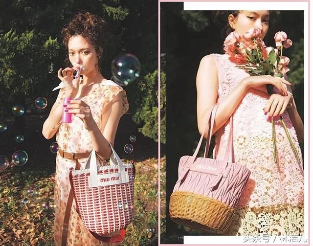 这个颜色的包包还真是清凉又减龄，娜扎唐嫣背上它立马变少女了！