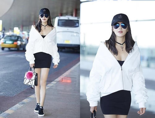 张雨绮印花包臀裙秀美腿，上身玫红透视装却穿出麒麟臂，扎心啦！