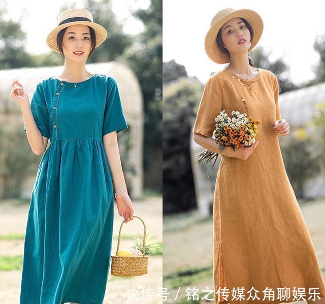『古典美』不出意外!一条棉麻连衣裙纯净美好,春天穿上舒适又自然