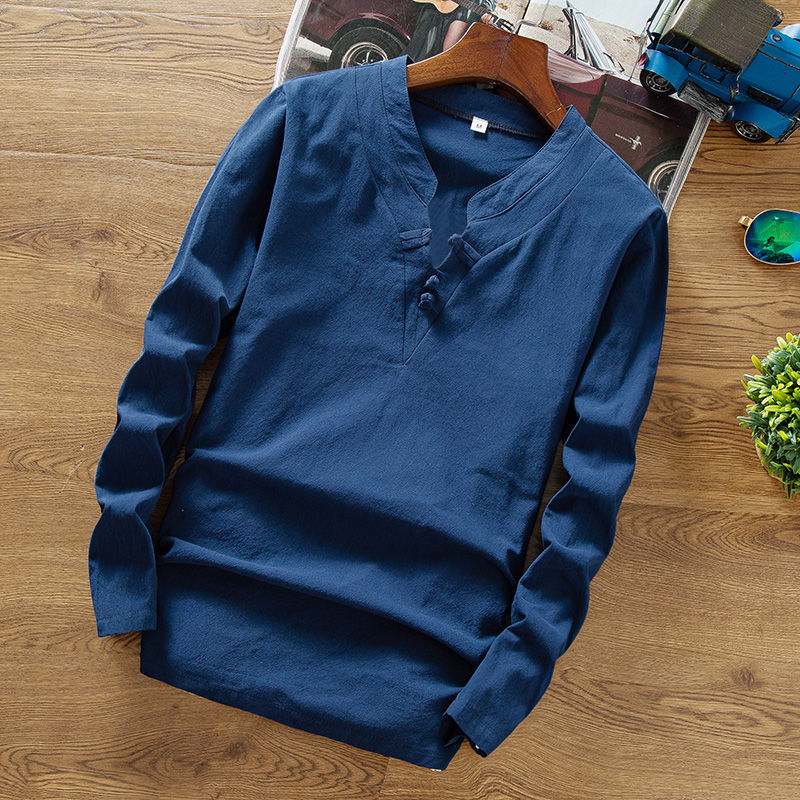 中国风男士小清新棉麻上衣:清爽透气、简约修身，2件59元