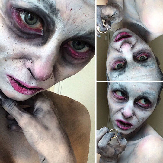 一女孩化妆不为展现自己的美而是看了会让人害怕