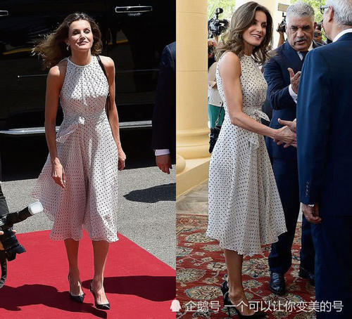 西班牙王后把黑白波点穿出独特魅力，赢了中规中矩的凯特王妃