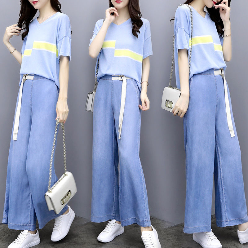 T恤搭牛仔裤太普通，这样的套装气质出众，让你美的没道理