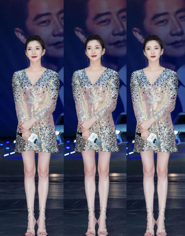 江疏影身材真好, 亮片裙闪耀动人, 网友: 眼睛都挪不开
