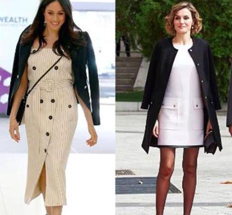 当梅根遇上西班牙王后:同款撞衫,一个缩手缩脚一个大气端庄!