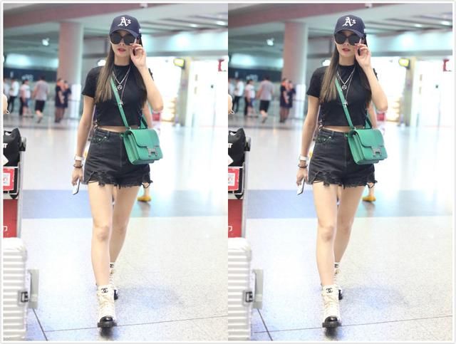 29岁的沈梦辰越来越会穿了，机场秀穿得像少女，网友:大长腿抢眼