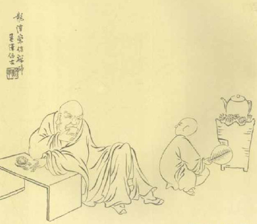 半夜睡觉，梦见一个和尚叫他，他醒了刚好听见马叫，竟然开悟了