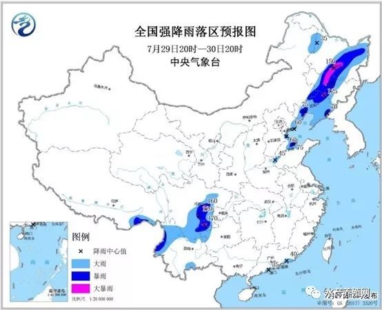高温预警暴雨预警：北方有大雨或暴雨 南方高温持续夜温近30℃
