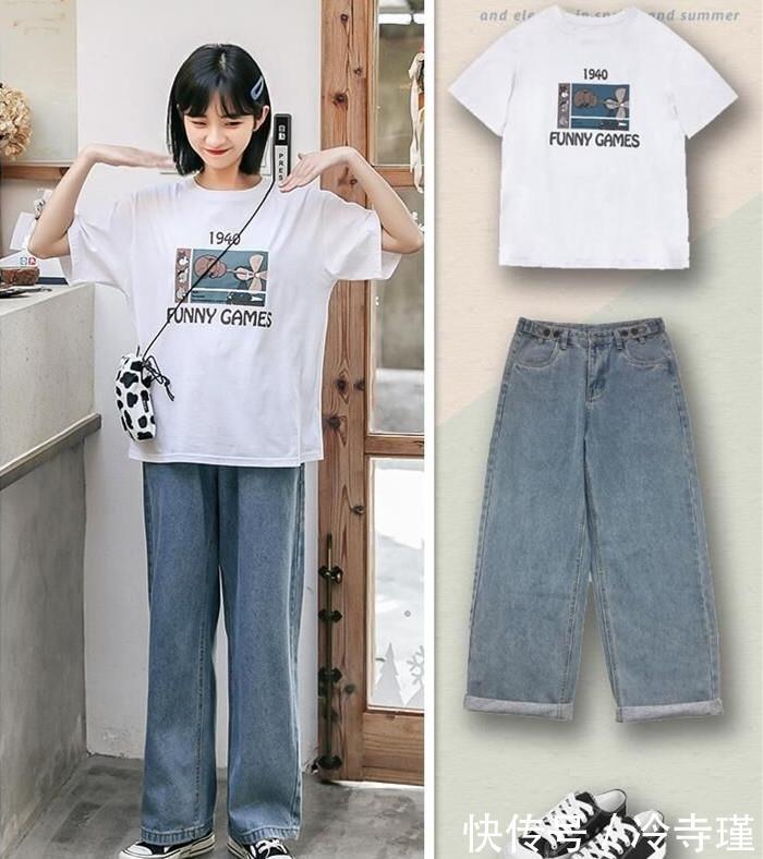 『T恤』好穿又简约的学生党穿搭,清新减龄有活力,打造可盐可甜青春少女