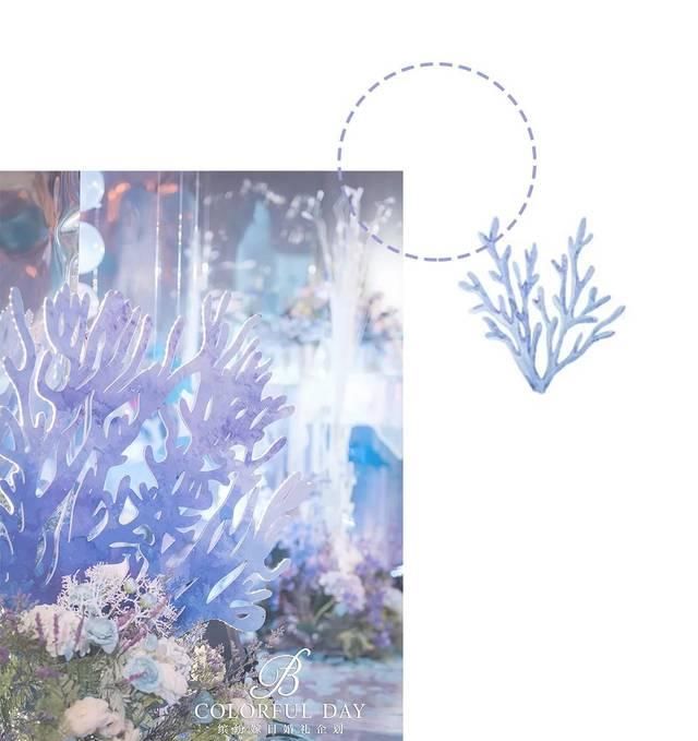  「海洋」神秘海洋风婚礼，用镜子完成海天交接，蓝紫色和白色的浪漫甜蜜