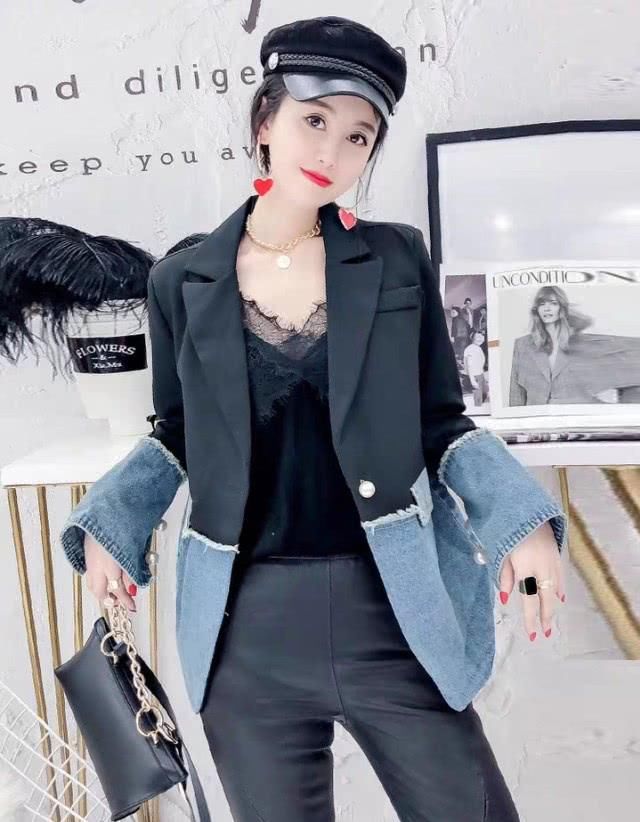 『代表』西服加牛仔拼接,明星的款式,潮流的代表