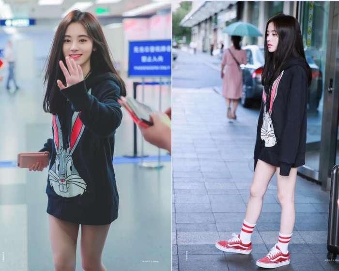 鞠婧祎真厉害，这么紧的牛仔裤都能穿上，不愧是76斤的姑娘