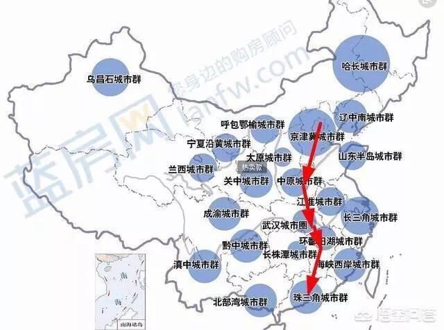 中国未来形成长三角、京津冀、长江中游、山东半岛、成渝等城市群