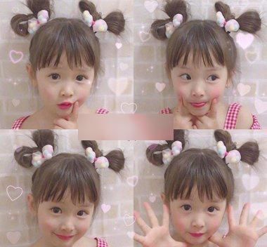 齐刘海萌萝莉发型，小学女孩中长发扎发！