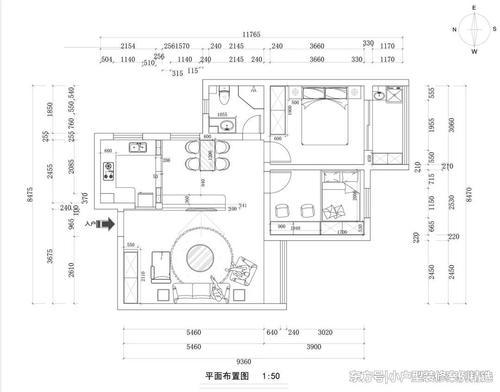 套内69平的简约风小户型，电视背景墙做半墙隔断真好看
