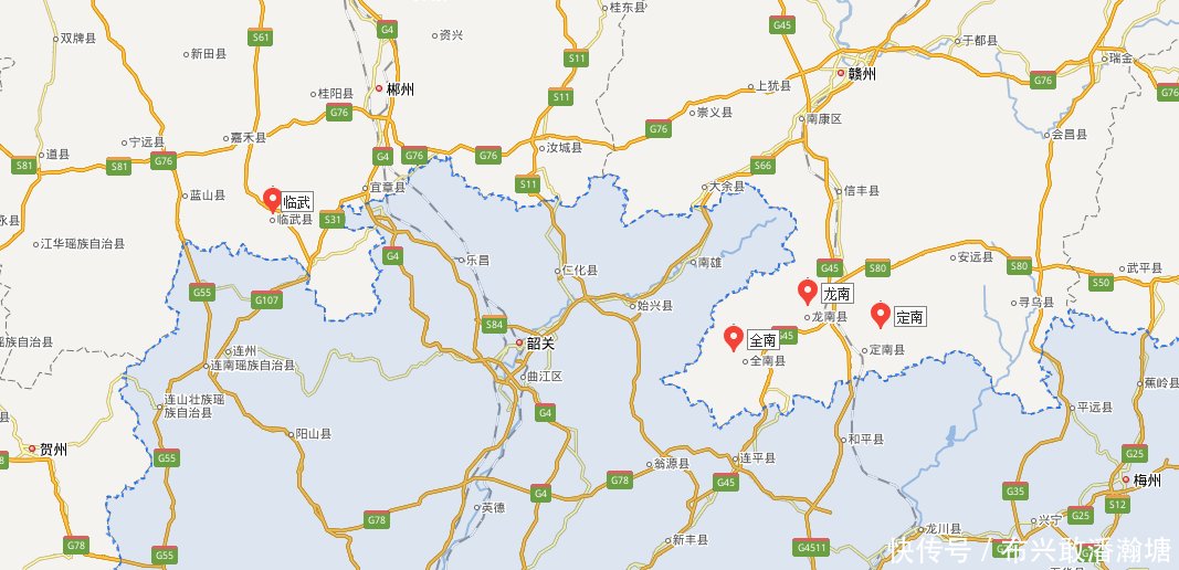 最适合划给广东的4个县, 湖南占一个, 江西占三个