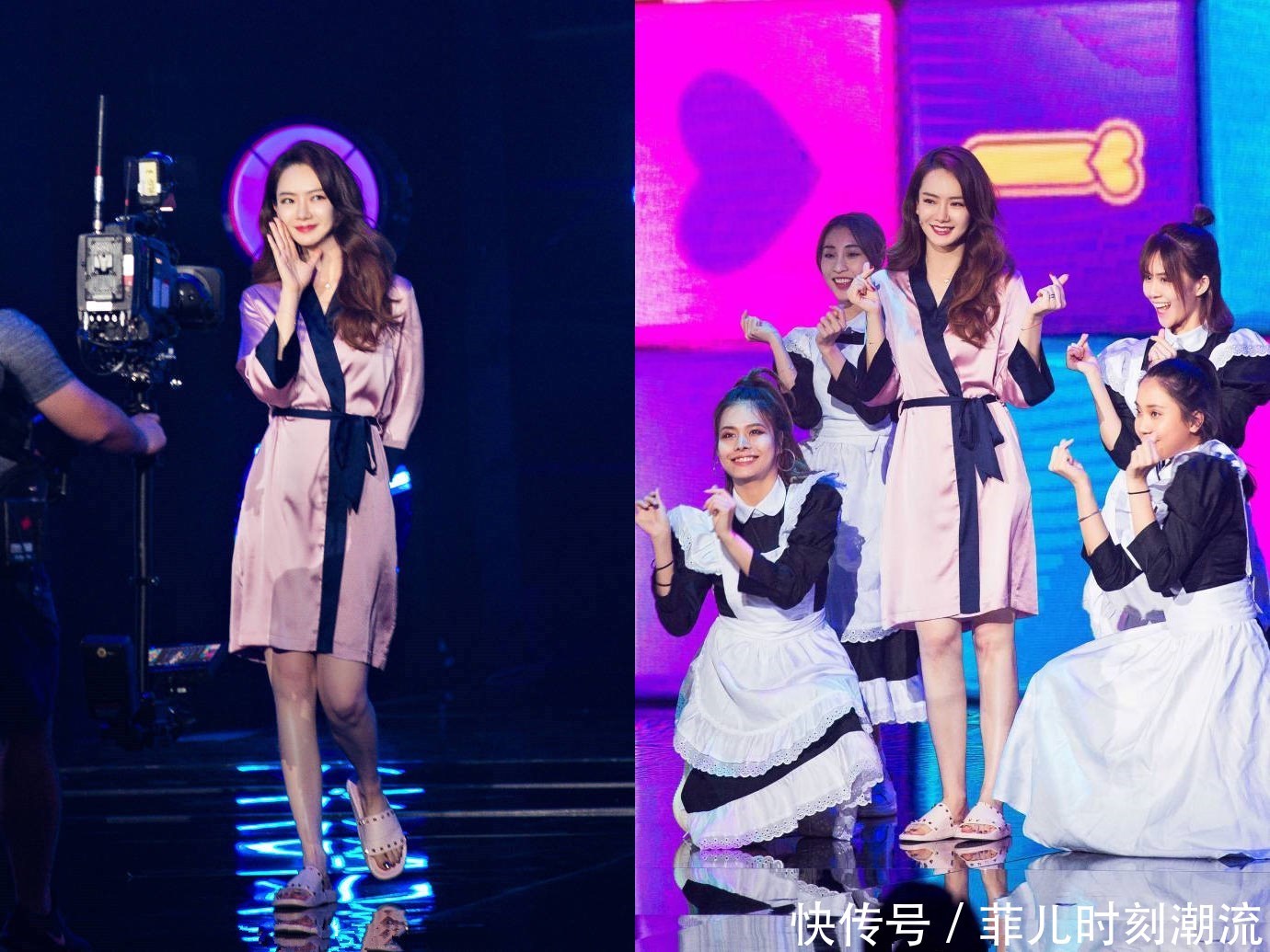 戚薇豁出去了！穿件粉色睡衣就敢上台表演，网友：李承铉快来管管