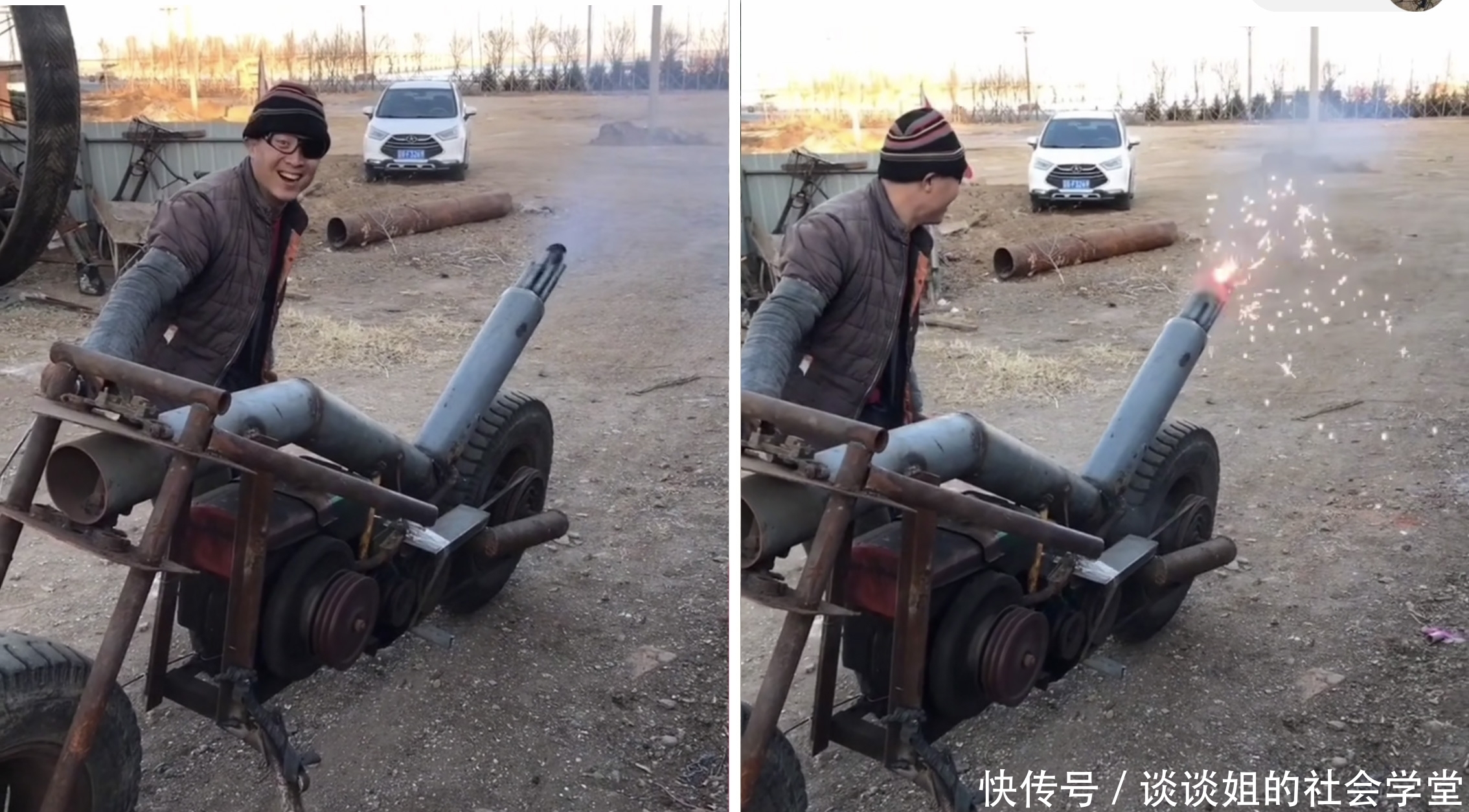  「改成」农民把拖拉机改成“高跟鞋”，长3米还可发动，每月带来