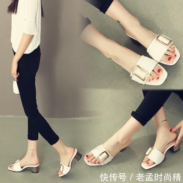  让你可以更好@女人45岁后少穿细高跟，粗跟拖鞋好穿又不累脚，洋气有气质！