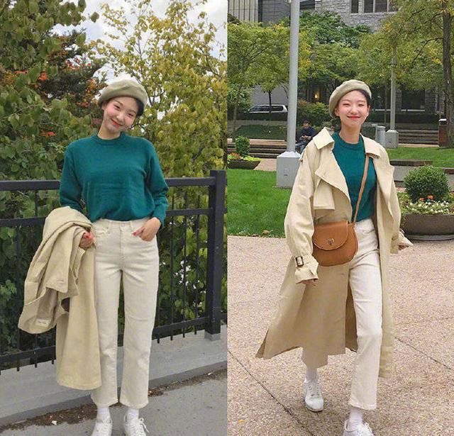  打底：小个子身高校园早春穿搭，外套结合内搭示范，穿出街拍范儿