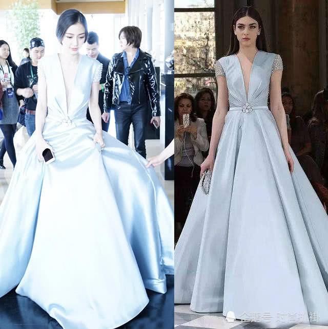 杨颖这件吊带裙不仅深V，前后左右都“开叉”，网友:真是大胆!