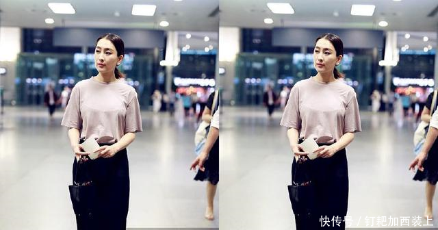 37岁马苏真会穿,T恤搭配黑色半裙,网友孔令辉后悔去吧!