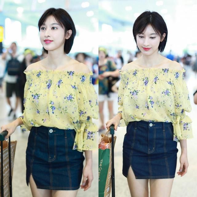 34岁张俪美炸了，一字肩配开叉短裙穿出少女感，大长腿百看不厌啊