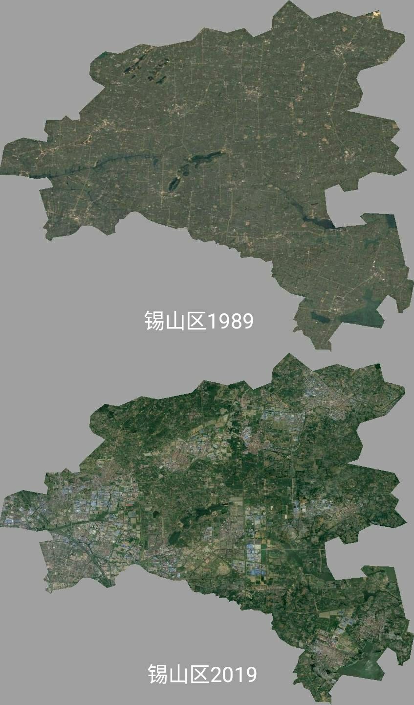  【卫星】江苏无锡市1989-2019高清卫星图对比，飞速发展中的无锡