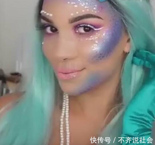 美女用网袜化妆，当我看到成品后，完全被惊讶到了，太美了