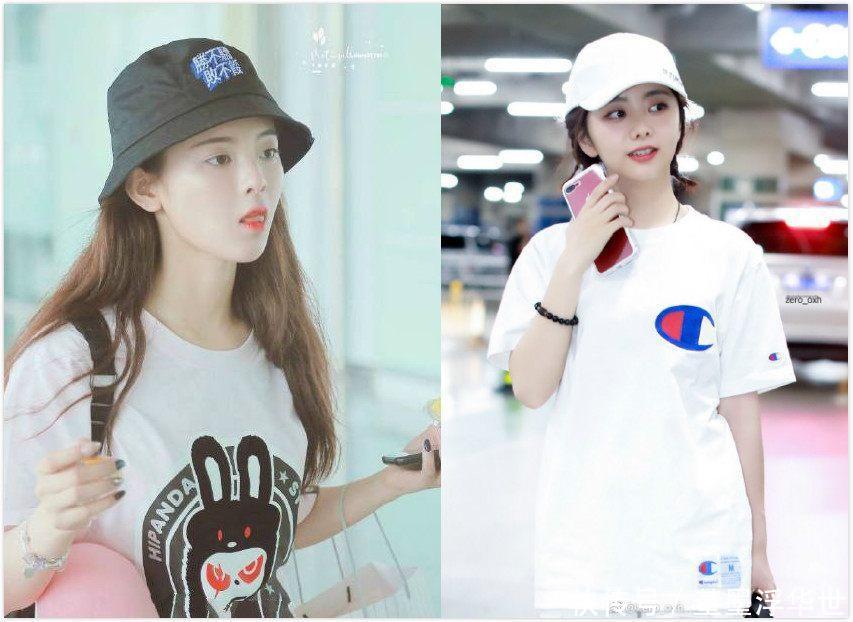 19岁杨超越和28岁谭松韵同穿“下身失踪”, 网友: 这差距可没9岁!