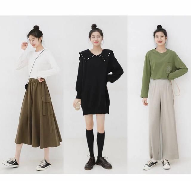  「短袖」休闲娱乐舒服的礼拜天穿衣搭配，连帽卫衣叠穿短袖搭配阔脚裤吊带裤，漂亮看不出胖
