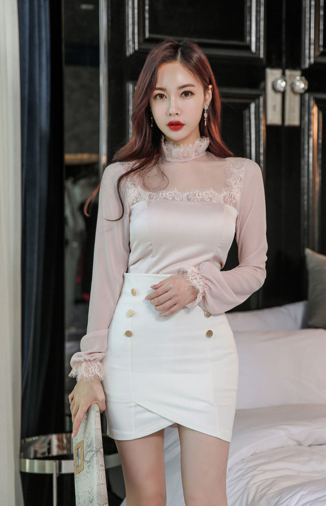 博马里斯娇美蕾丝边荧光裙