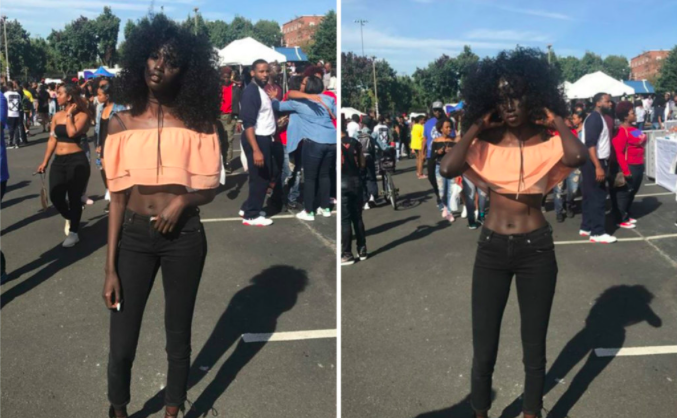 超黑女孩因皮肤特色被挖掘成模特，近看精致五官比身材更吸引人！