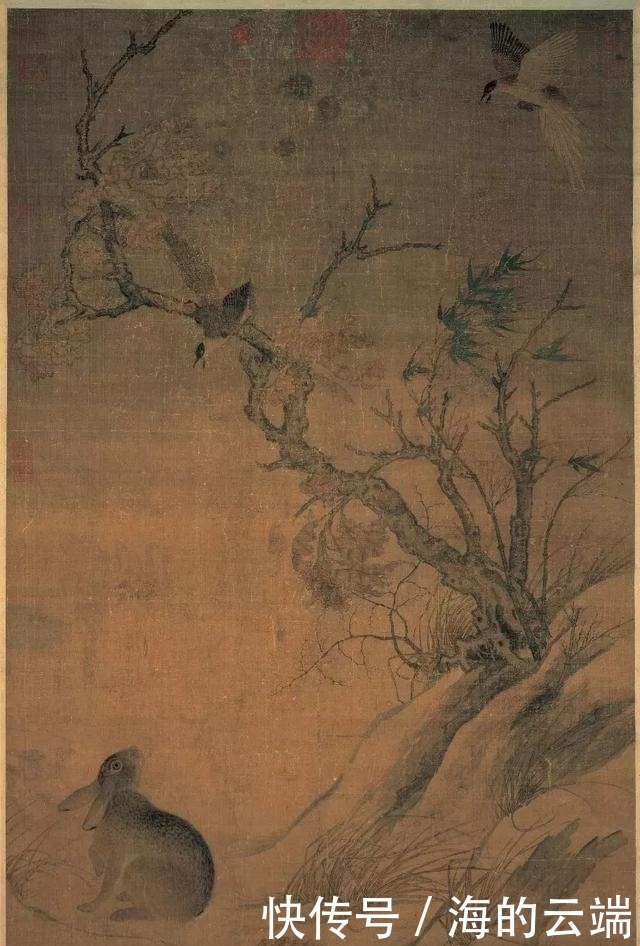 古画■一幅无名古画,放大10倍后,在树干中发现了秘密