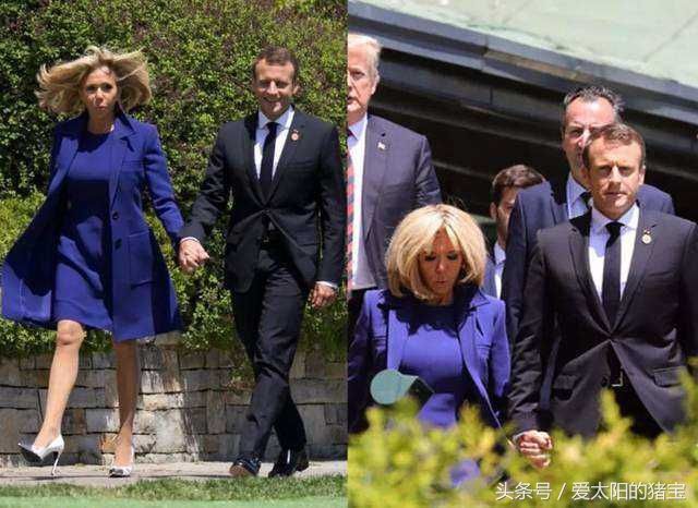 法第一夫人出门霸气脸，不苟言笑头发蓬松，越发有夫人范!