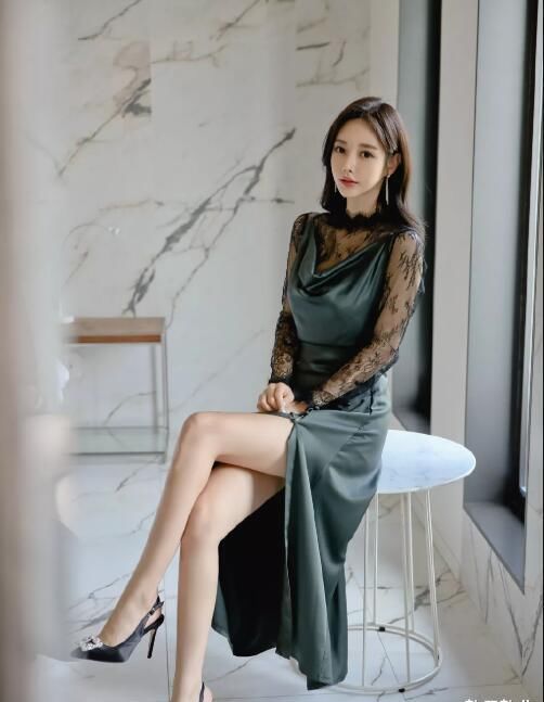 气息|真丝裙的美女，都市名媛气息